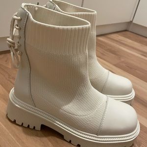 Brand new white/cream sock boots